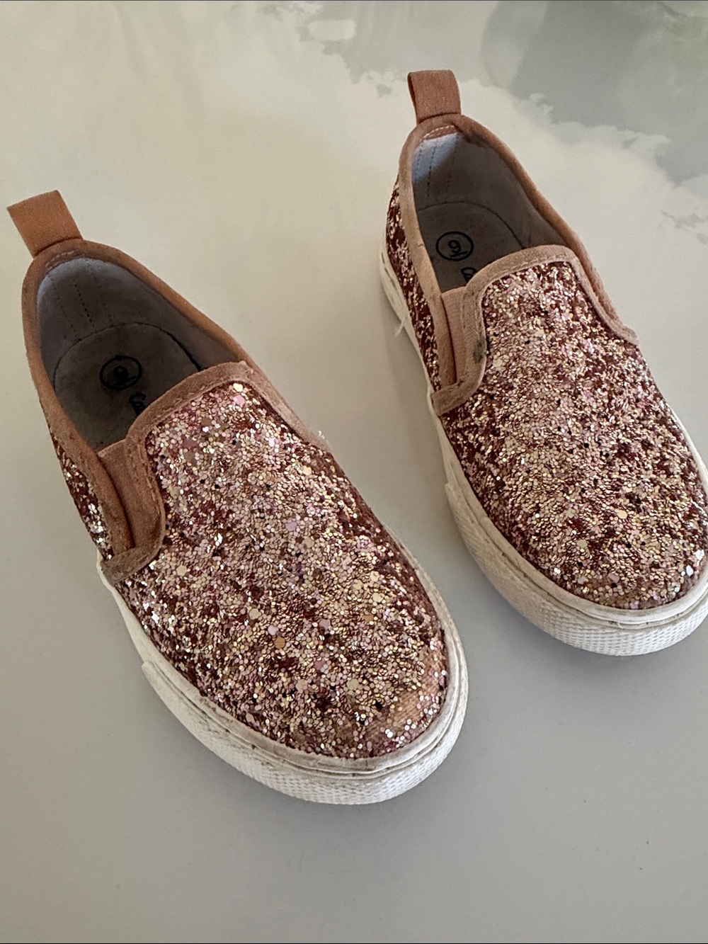 Cat & Jack Girls' Glitter Slip-On Sneakers in Rose
